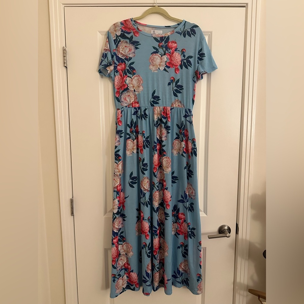 XL Hazel Blues Blue Floral Dress